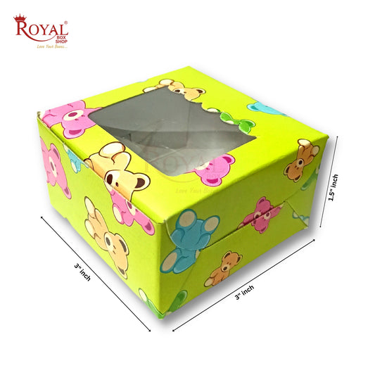 1Pc Brownie Window Box I Cartoon Theme I Multi Color I 3"x3"x1.5" inches I For Baby Shower, Birthday Party Return Gifts Royal Box Shop