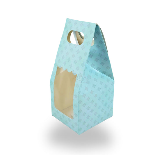 1 Mason Jar Paper Carry Bags I 3.5x3.5x8" inches I Blue I Party Gifts, Macarons Box, Muffin Box, Donut Box