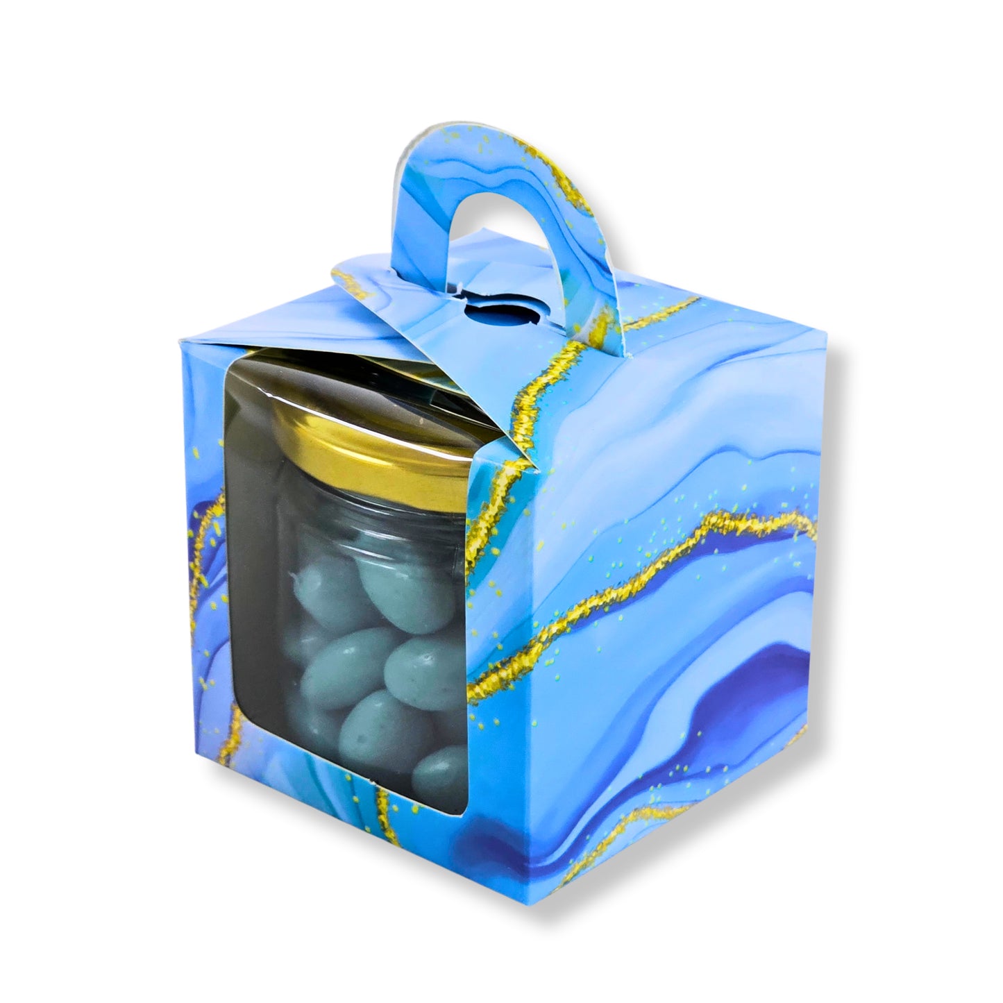 1pc Cupcake Box with Window | 3.5x3.5x3.5 Inch | Blue Marble Print