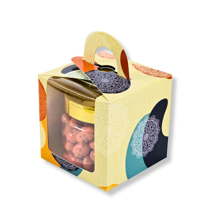 1pc Cupcake Box with Window | 3.5x3.5x3.5 Inch | Cream Mandala Print