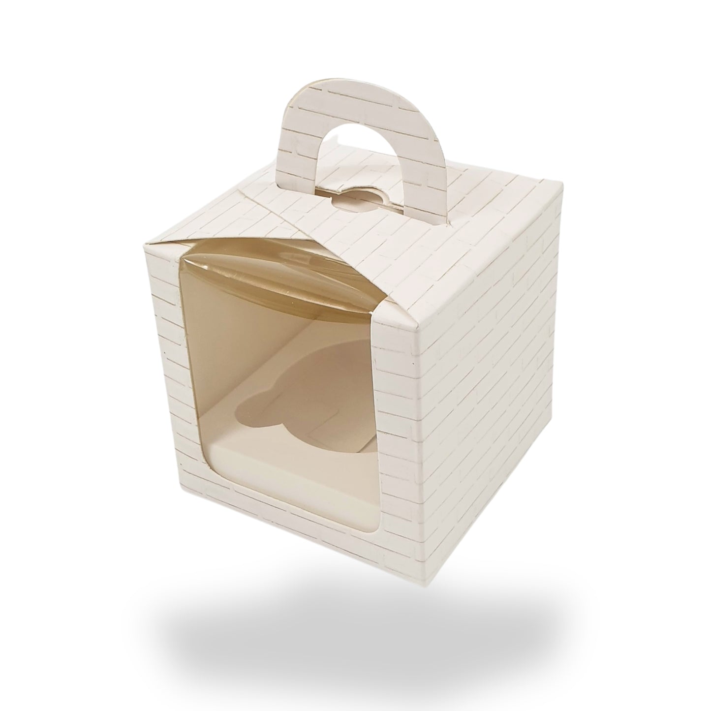 1pc Cupcake Box with Window I 3.5x3.5x3.5" I White with wall print