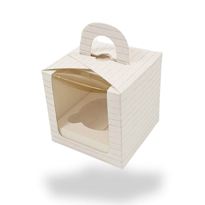 1pc Cupcake Box with Window I 3.5x3.5x3.5" I White with wall print