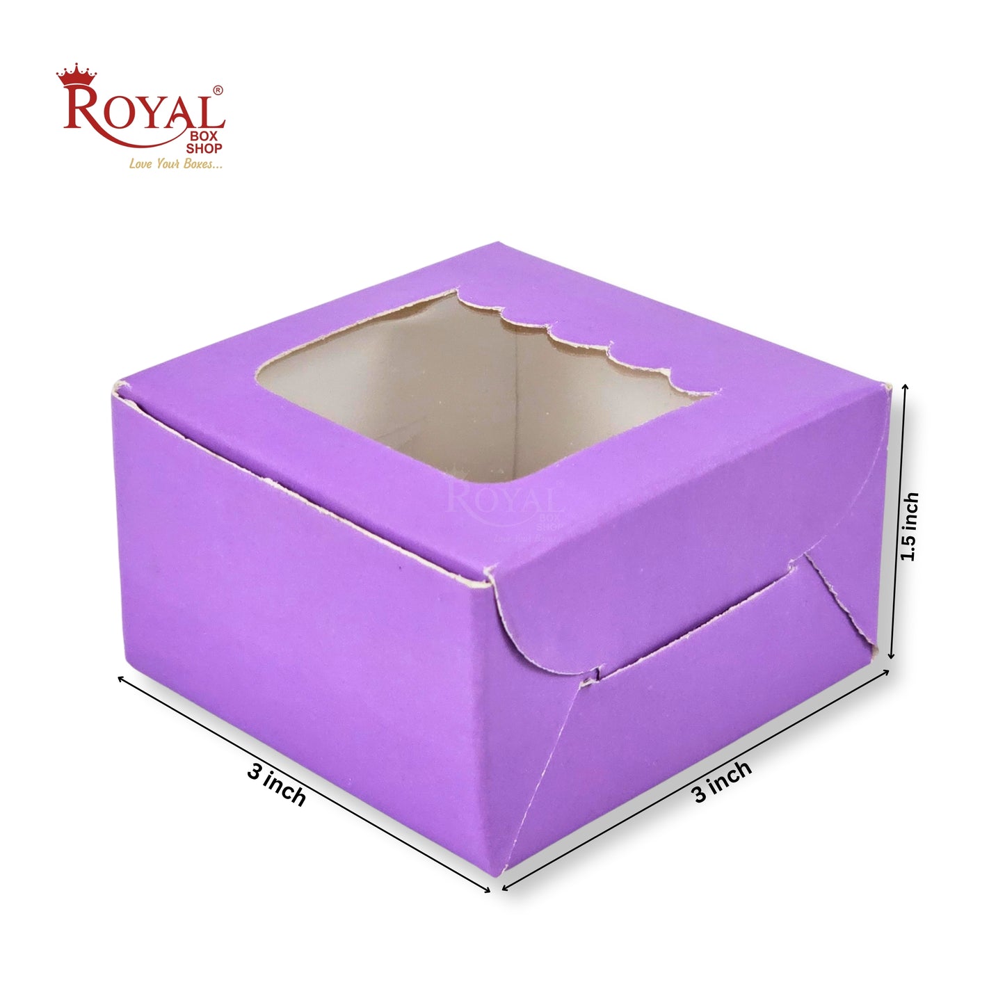 1pc Brownie Window Box | 3x3x1.5 Inches | Purple | B2B