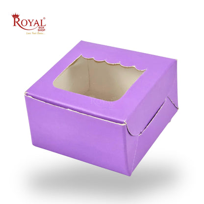 1pc Brownie Window Box | 3x3x1.5 Inches | Purple | B2B