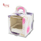 1pc Cupcake Box with Window | 3.5x3.5x3.5 Inch | White with Pink Flower