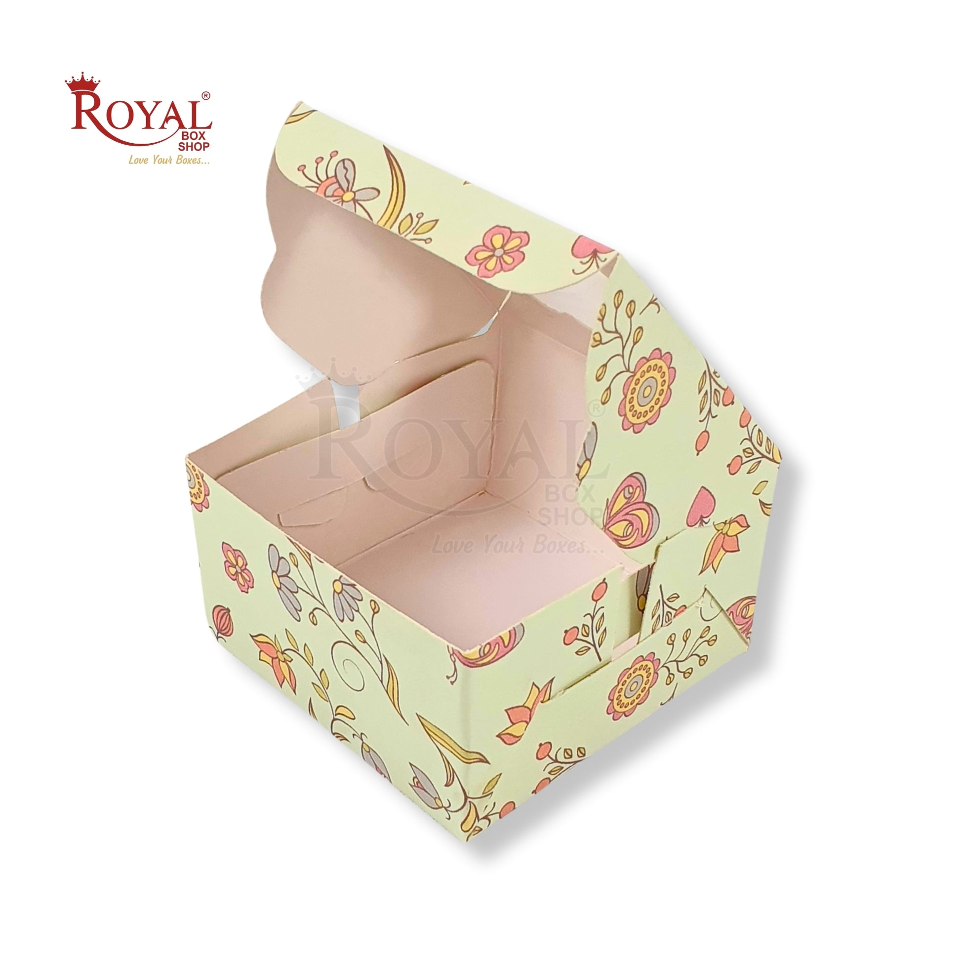 1pc Brownie Window Box I Green Floral I 3"x3"x1.75" inches I For Christmas, Baby Shower, Birthday Party Return Gifts Royal Box Shop
