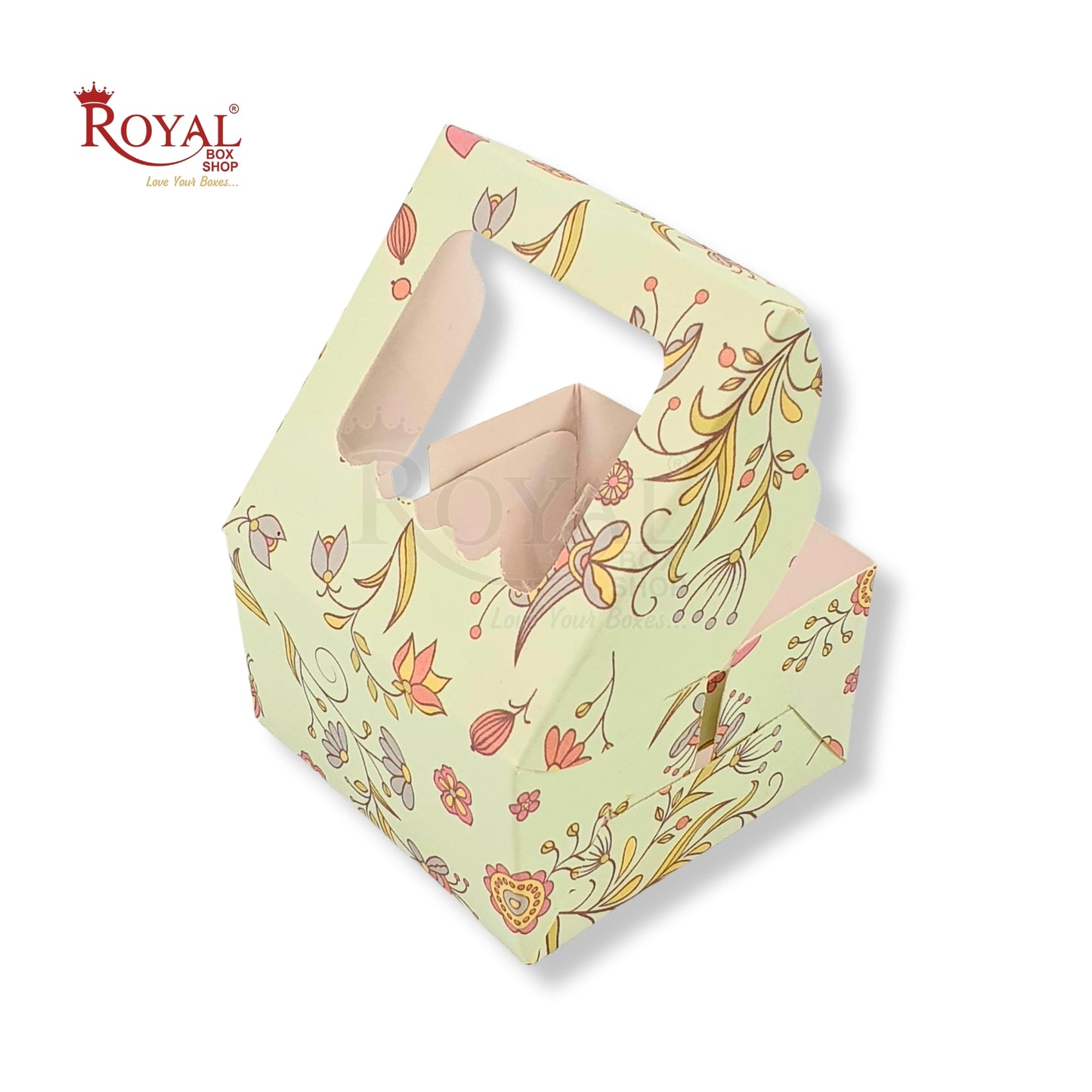 1pc Brownie Window Box I Green Floral I 3"x3"x1.75" inches I For Christmas, Baby Shower, Birthday Party Return Gifts Royal Box Shop
