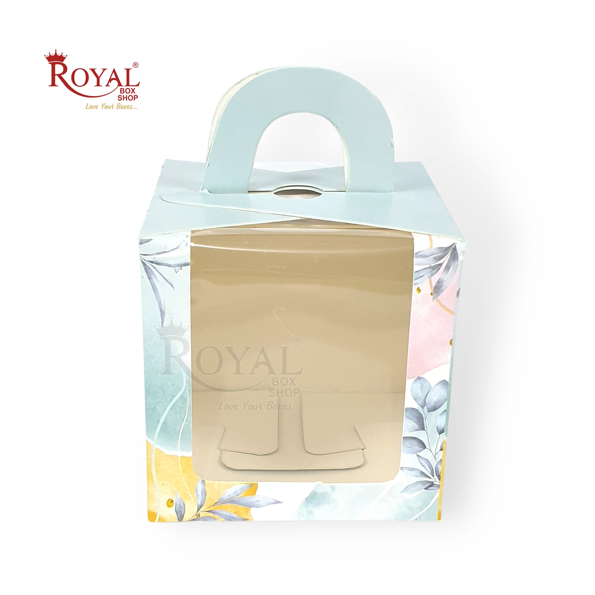 1pc Cupcake Box Window Flower Print I 3.5x3.5x3.5" I Single Cupcake Packaging Boxes, Cookie Boxes, Candy Boxes Royal Box Shop