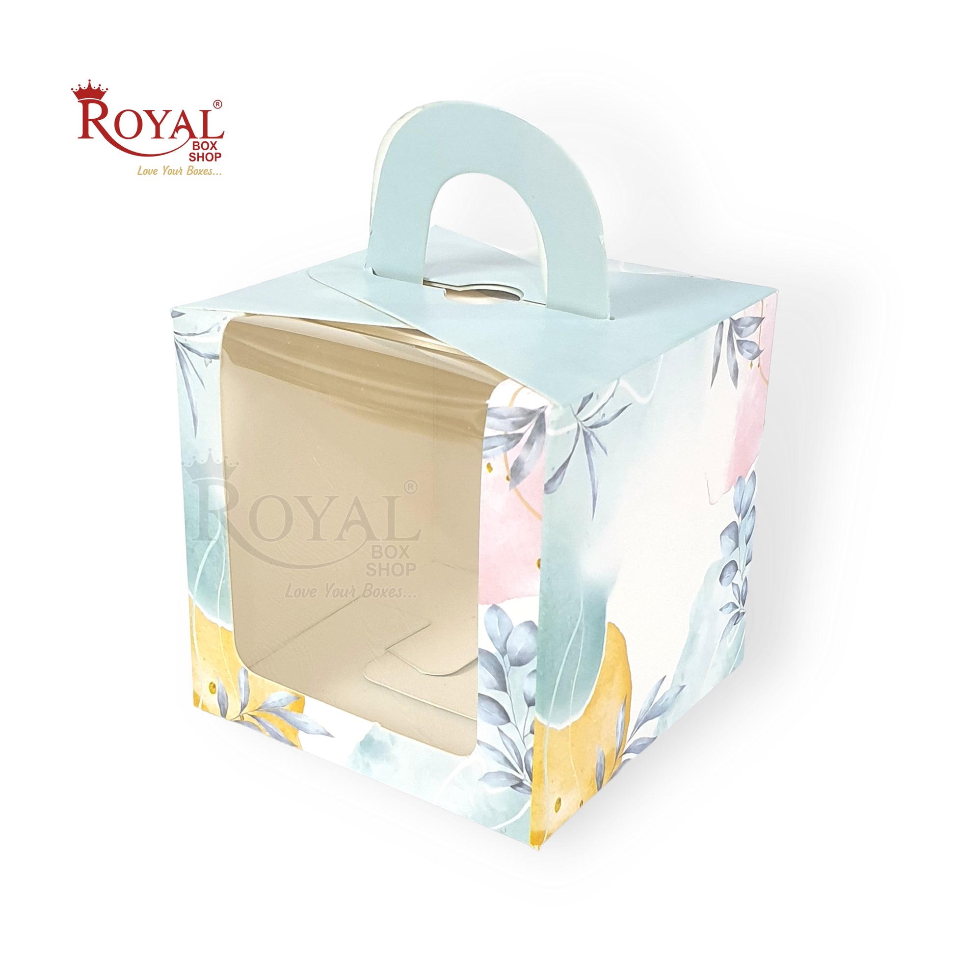 1pc Cupcake Box Window Flower Print I 3.5x3.5x3.5" I Single Cupcake Packaging Boxes, Cookie Boxes, Candy Boxes Royal Box Shop