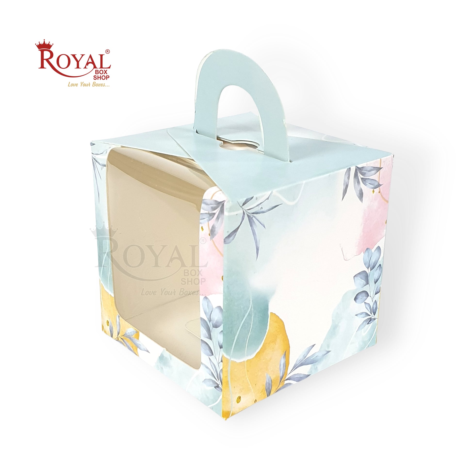 1pc Cupcake Box Window Flower Print I 3.5x3.5x3.5" I Single Cupcake Packaging Boxes, Cookie Boxes, Candy Boxes Royal Box Shop