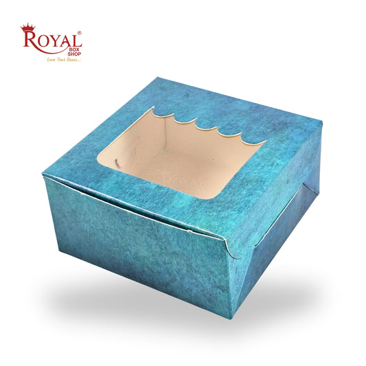 1pc Brownie Window Box | 3x3x1.5 Inches | Turquoise Color