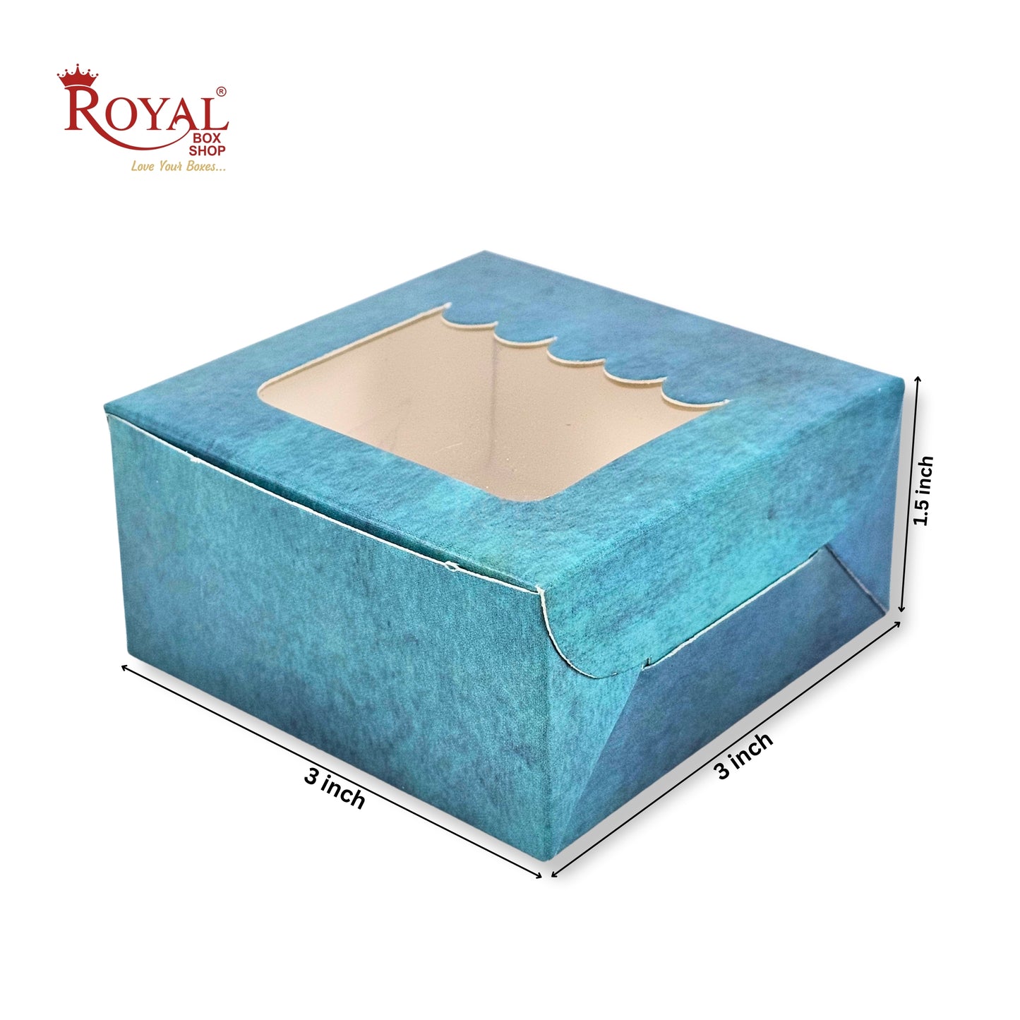 1pc Brownie Window Box | 3x3x1.5 Inches | Turquoise Color