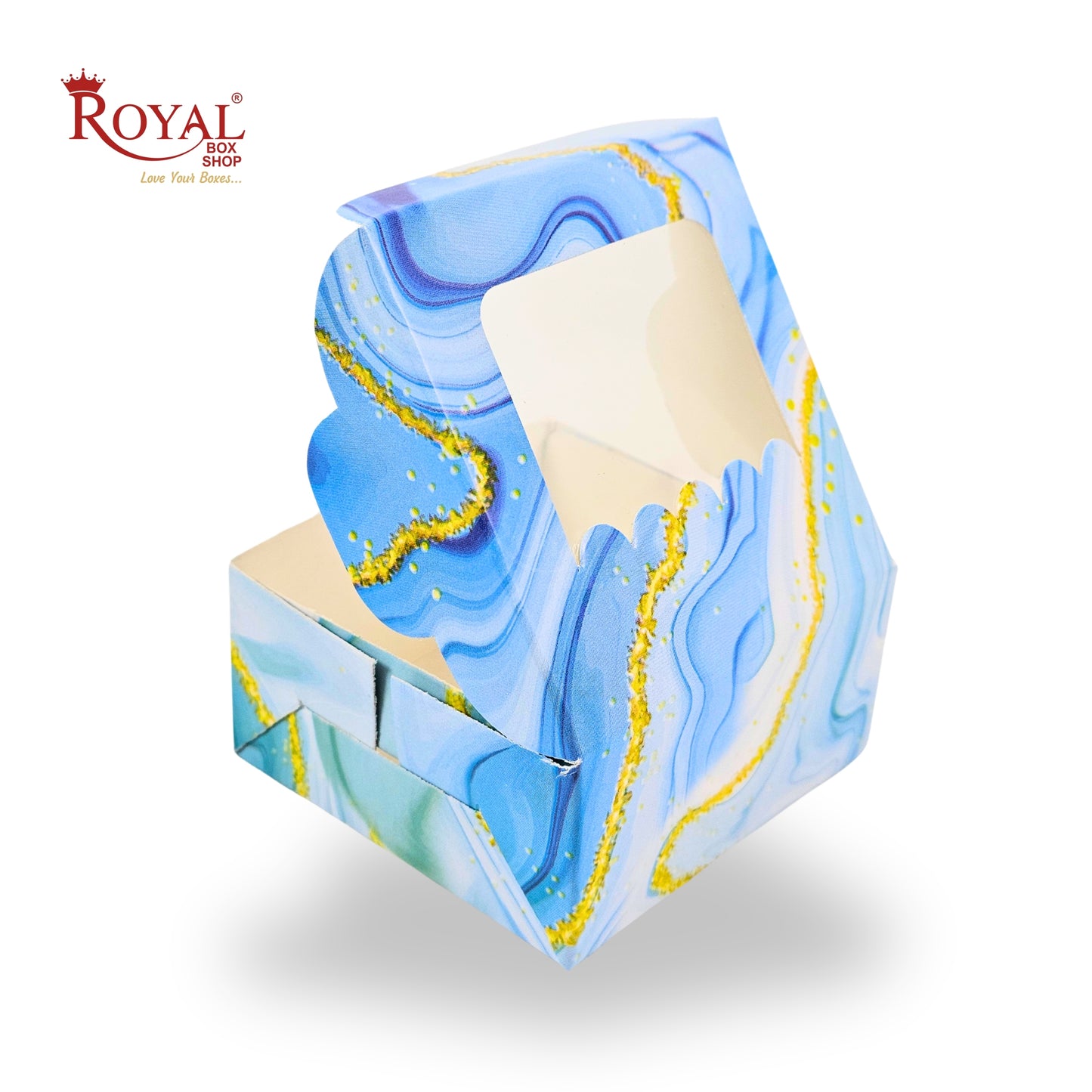 1pc Brownie Window Box | 3x3x1.5 Inches | Blue Marble Print