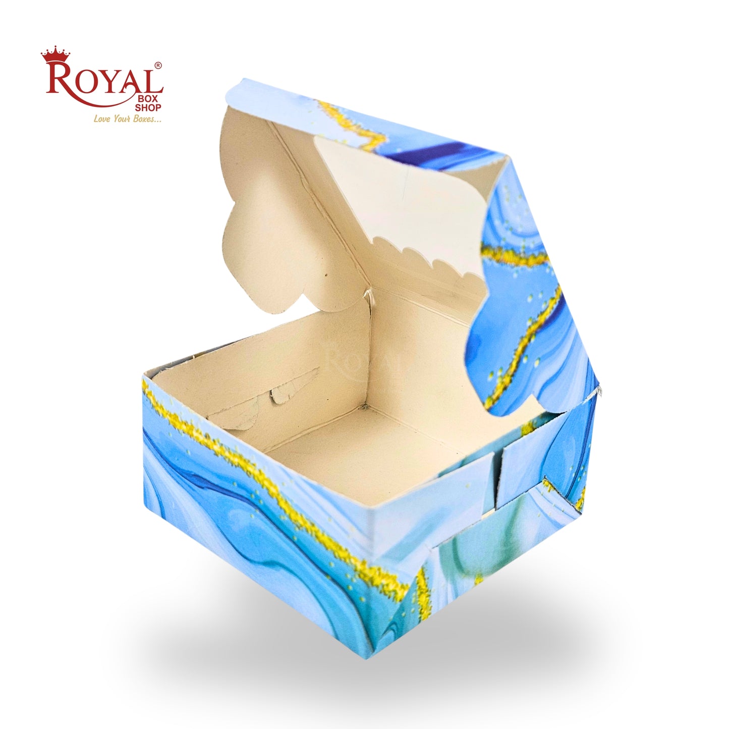 1pc Brownie Window Box | 3x3x1.5 Inches | Blue Marble Print