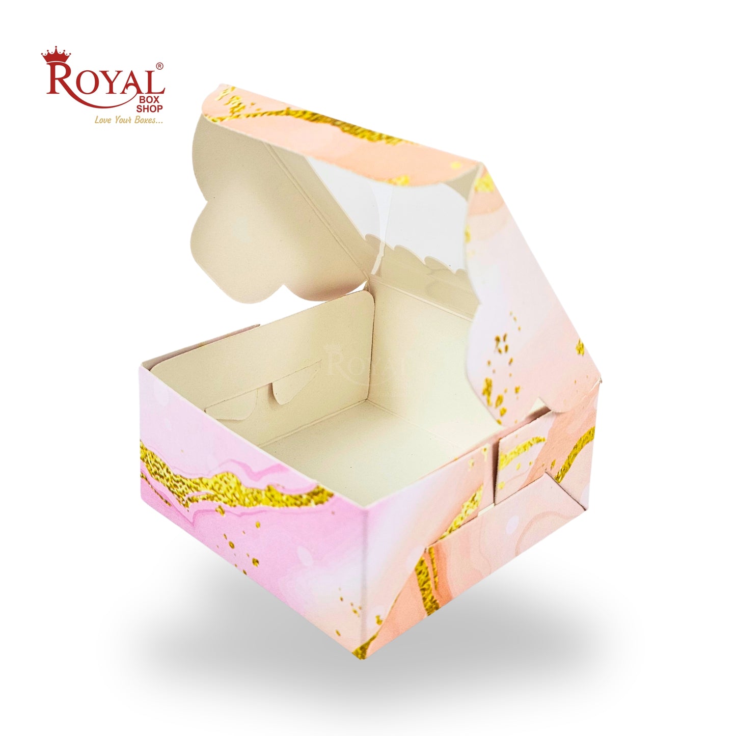 1pc Brownie Window Box | 3x3x1.5 Inches | Pink Marble Print