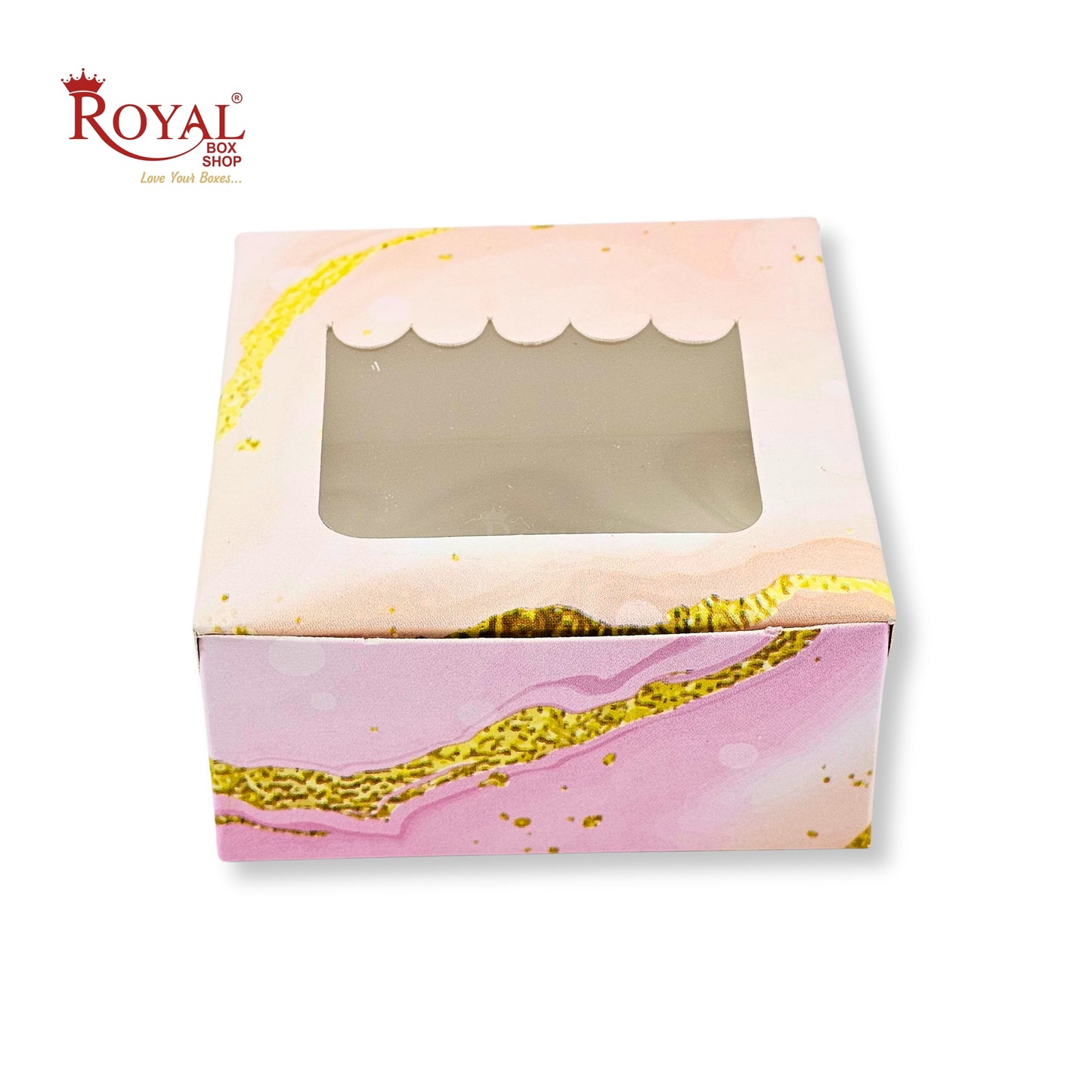 1pc Brownie Window Box | 3x3x1.5 Inches | Pink Marble Print
