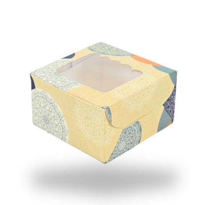 1pc Brownie Window Box | 3x3x1.75 Inches | Mandala Theme