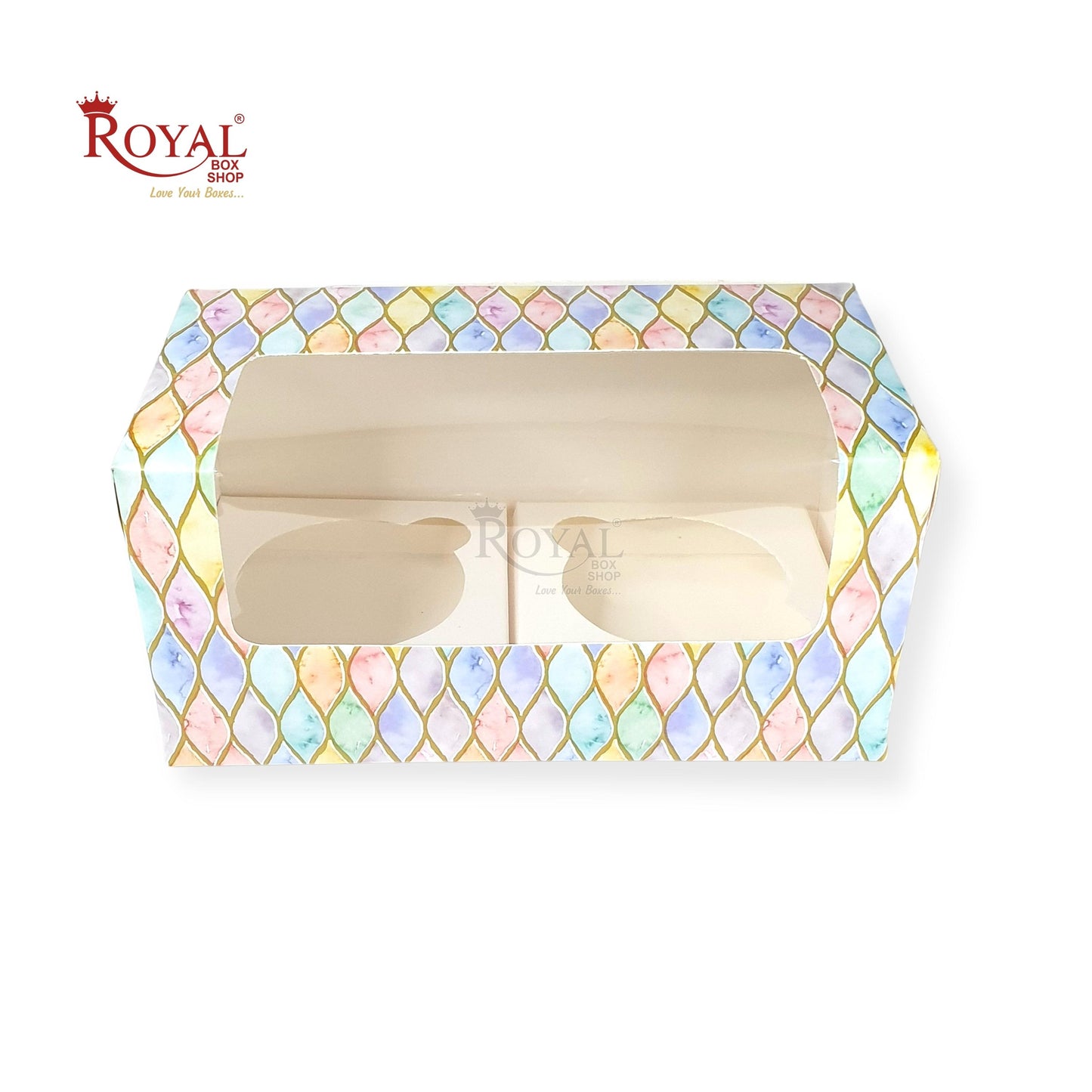 2 Cupcake Box With Window I Size 7"x3.5"x3.5" I 300GSM I Multicolor Print I Party Gifts, Muffin Box Royal Box Shop