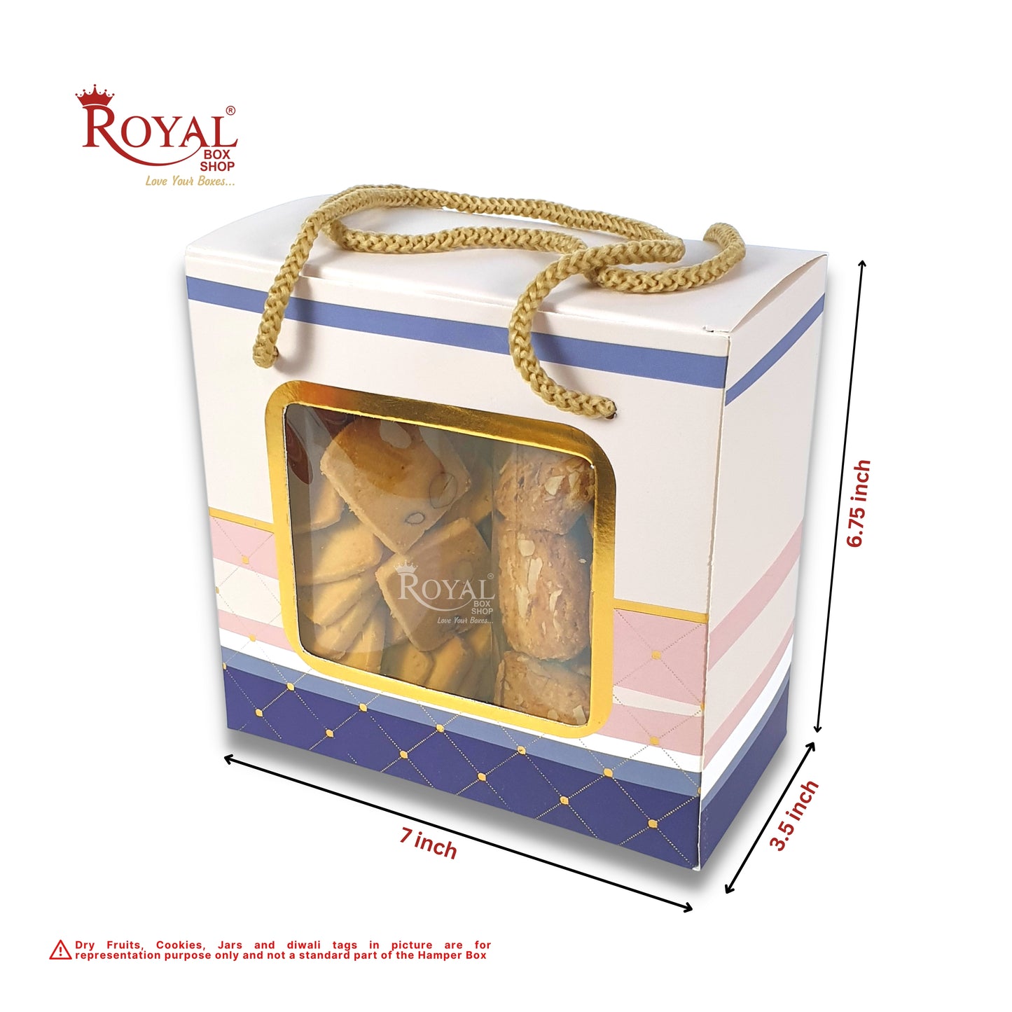 2 Pet Jar Hamper Bags I 6.75 x 6.5 x 3.5" inches I Royal Blue I Diwali Gifting, Party Gifts, Return favor Gifting Royal Box Shop