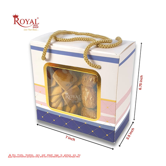2 Pet Jar Hamper Bags I 6.75 x 6.5 x 3.5" inches I Royal Blue I Diwali Gifting, Party Gifts, Return favor Gifting Royal Box Shop