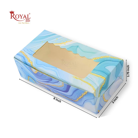 2pc Brownie Window Box | 6x3x1.75 inches | Blue Marble Print