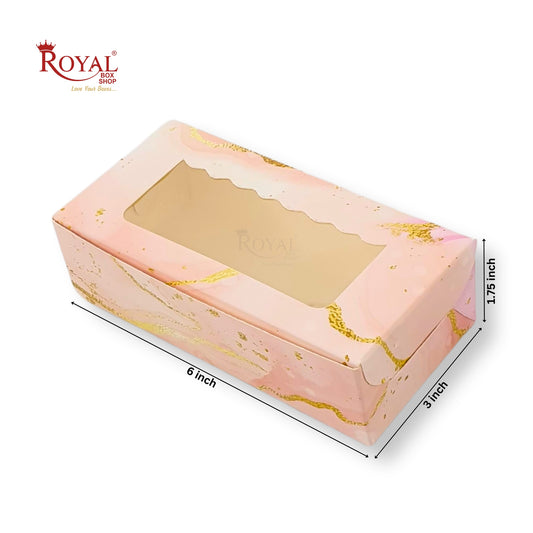 2pc Brownie Window Box | 6x3x1.75 inches | Pink Marble Print