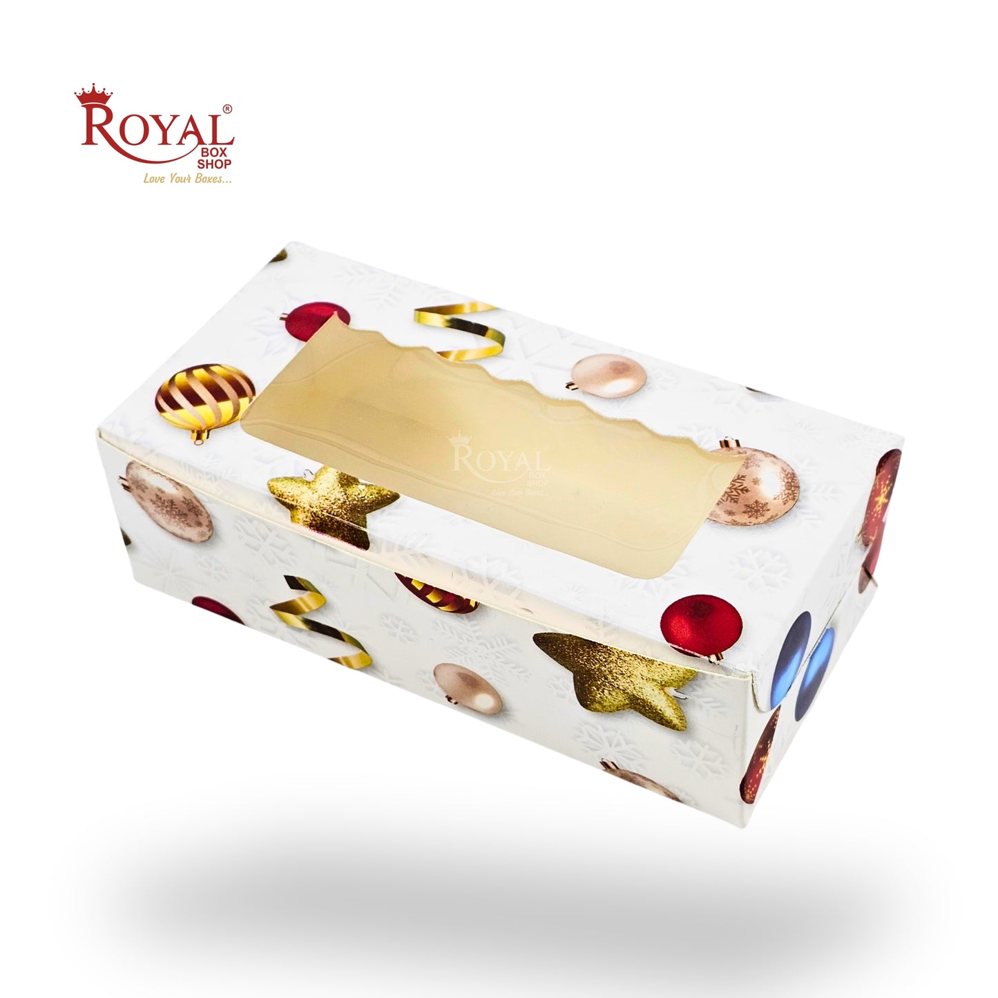 Christmas Theme 2pc Brownie Window Box | White | 6x3x1.75 Inches