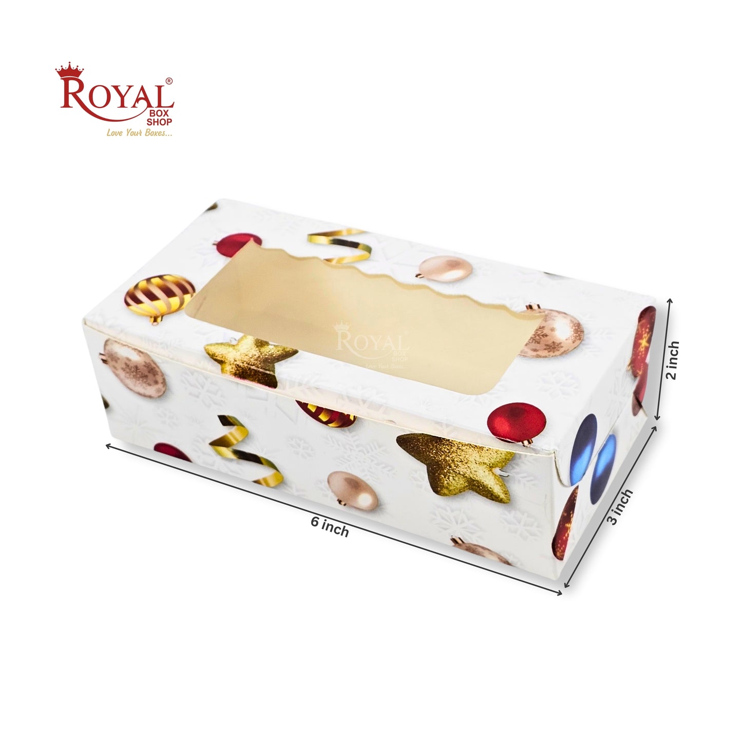 Christmas Theme 2pc Brownie Window Box | White | 6x3x1.75 Inches