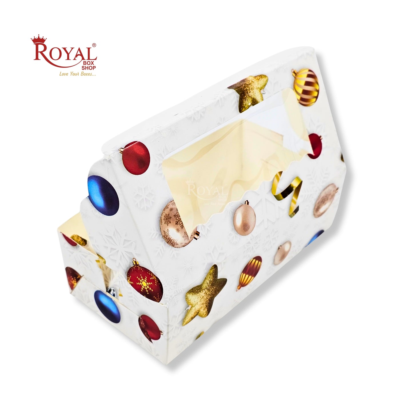 Christmas Theme 2pc Brownie Window Box | White | 6x3x1.75 Inches