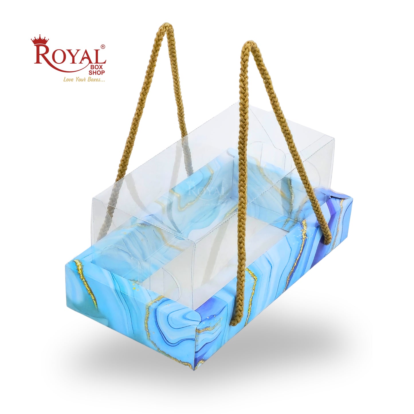 2 Mason Jar Hamper Box With Thread | 7x3.5x3.5 Inches | Blue Marble Print