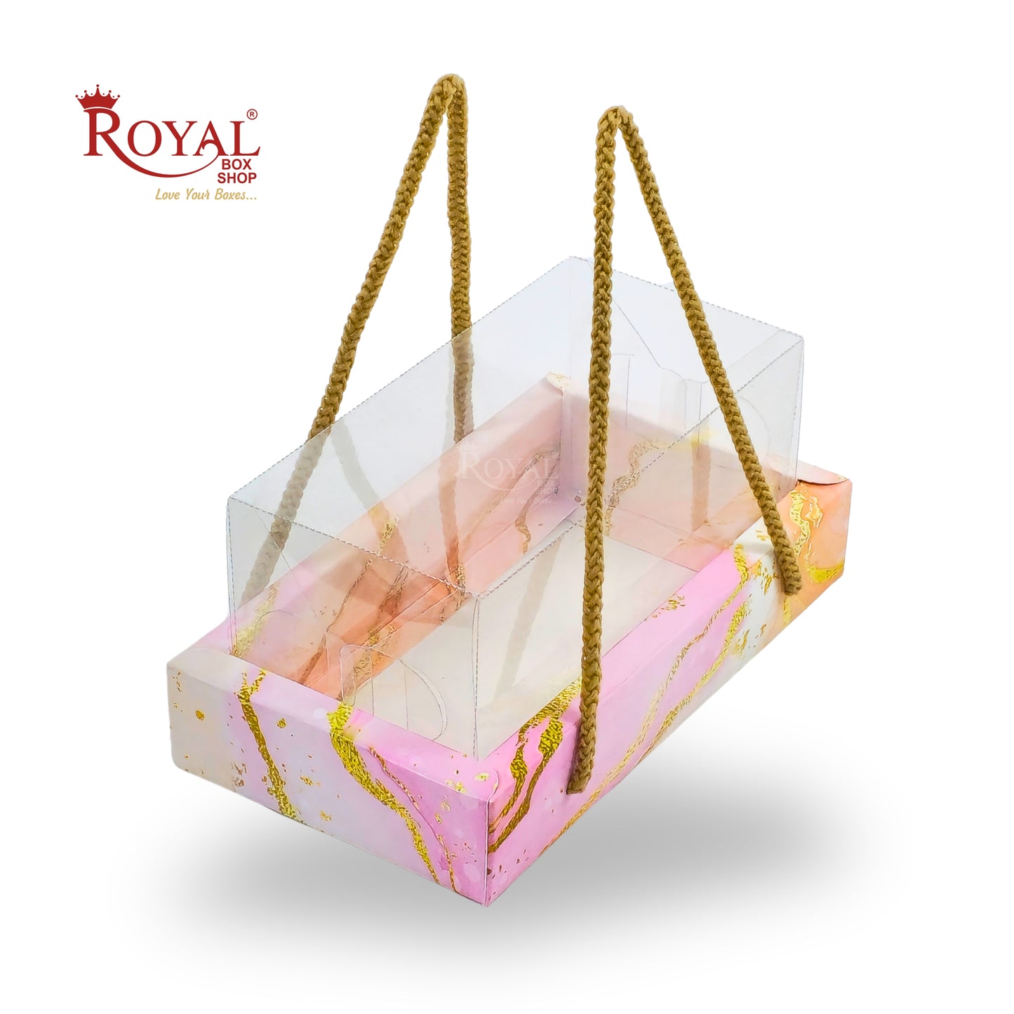 2 Mason Jar Hamper Box With Thread | 7x3.5x3.5 Inches | Pink Marble Print