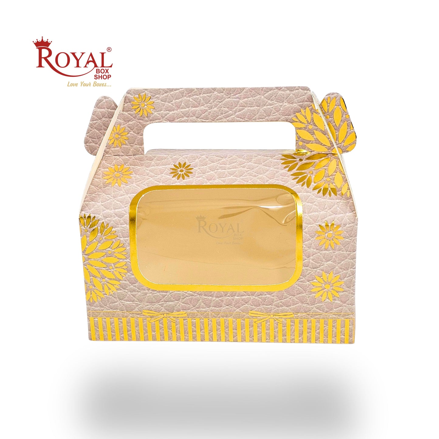 2 Jar Box With Handle I 7x3.5x3.5 inches I Cream with golden leafing