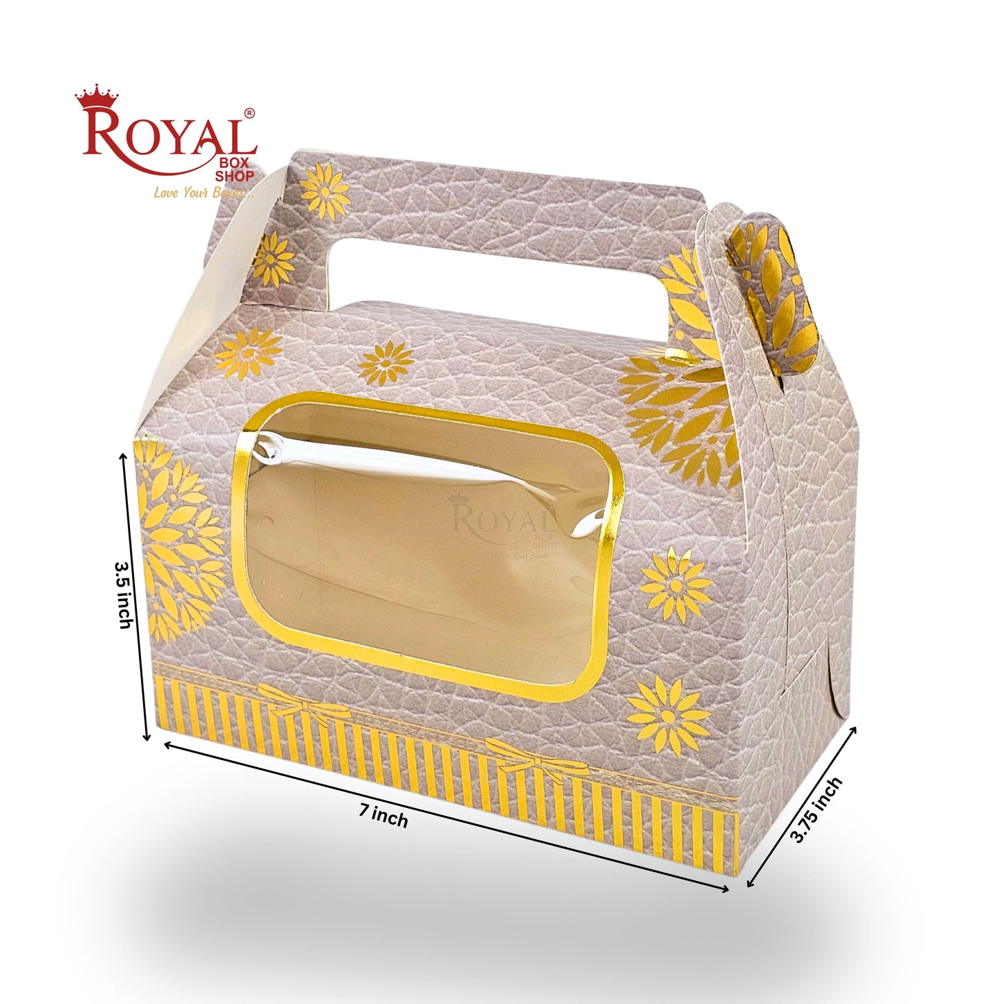 2 Jar Box With Handle I 7x3.5x3.5 inches I Cream with golden leafing