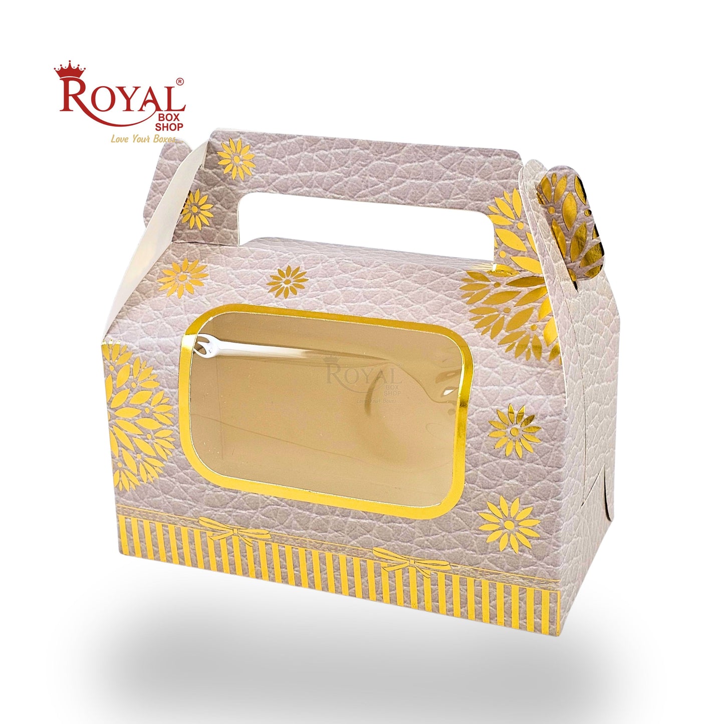 2 Jar Box With Handle I 7x3.5x3.5 inches I Cream with golden leafing