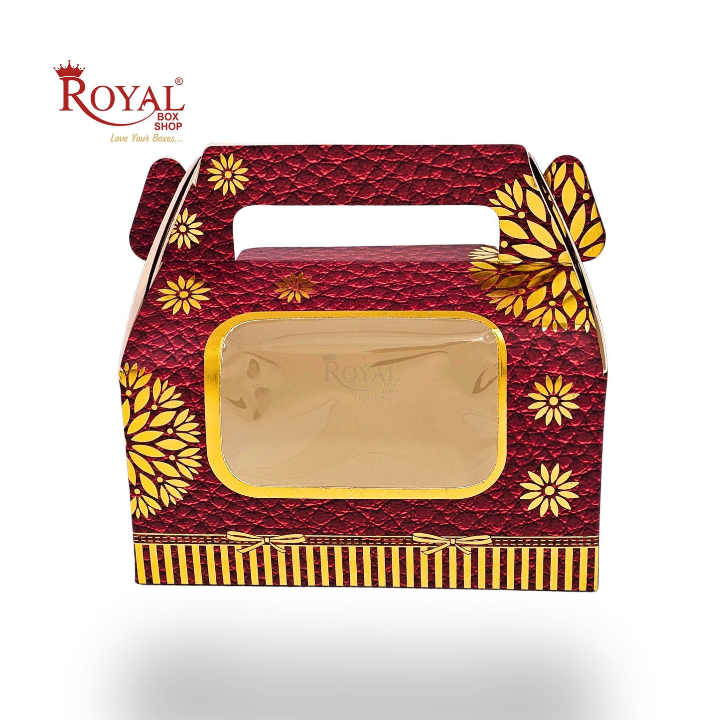 2 Jar Box With Handle I 7x3.5x3.5 inches I Red with golden leafing