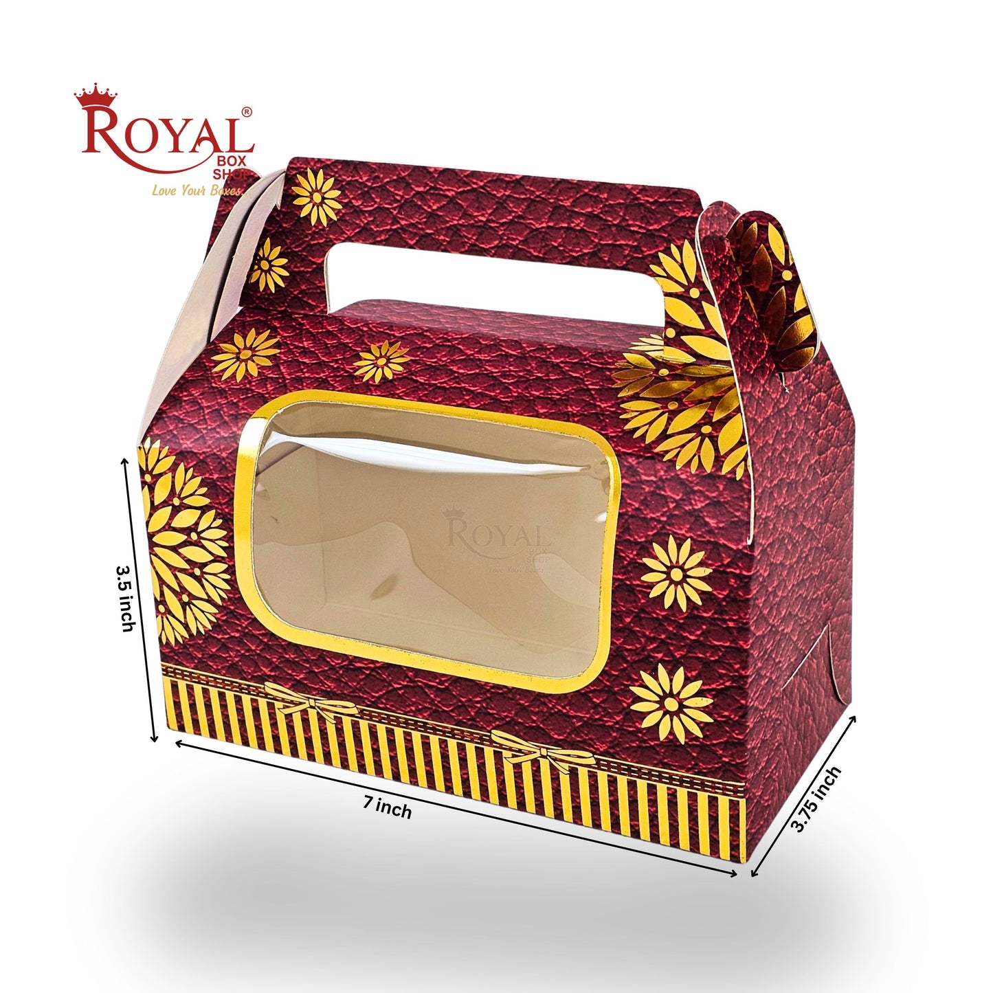 2 Jar Box With Handle I 7x3.5x3.5 inches I Red with golden leafing