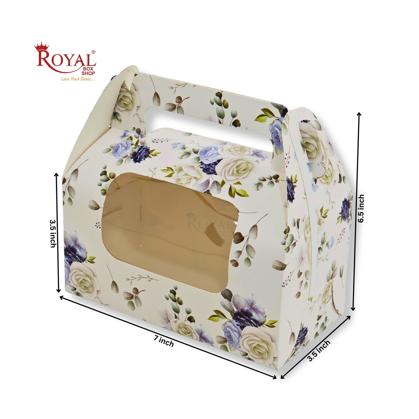 2 Jar Box With Handle I 7x3.5x3.5 inches I White Floral Print