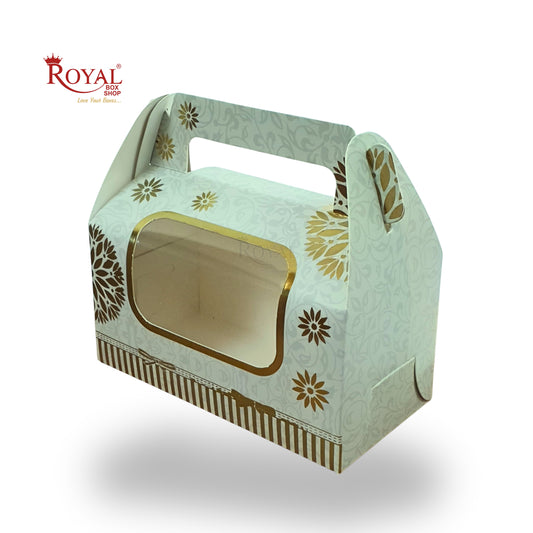 2 Jar Box With Handle I 7x3.5x3.5 inches I Green with golden leafing