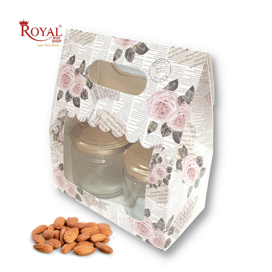 2 Mason Jar Paper Carry Bags I 3.5 x 7 x 8" inches I News Print I Party Gifts, Macarons Box, Muffin Box, Donut Box