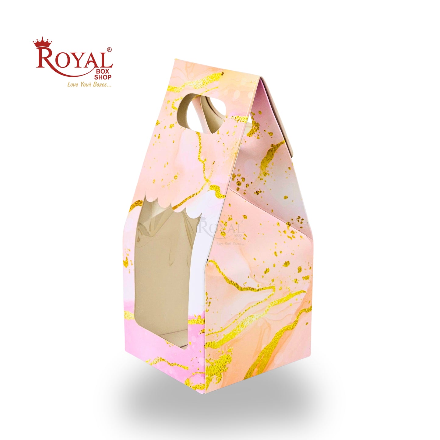 1 Mason Jar Paper Carry Bags | 3.5x3.5x8 inches | Pink Marble Print