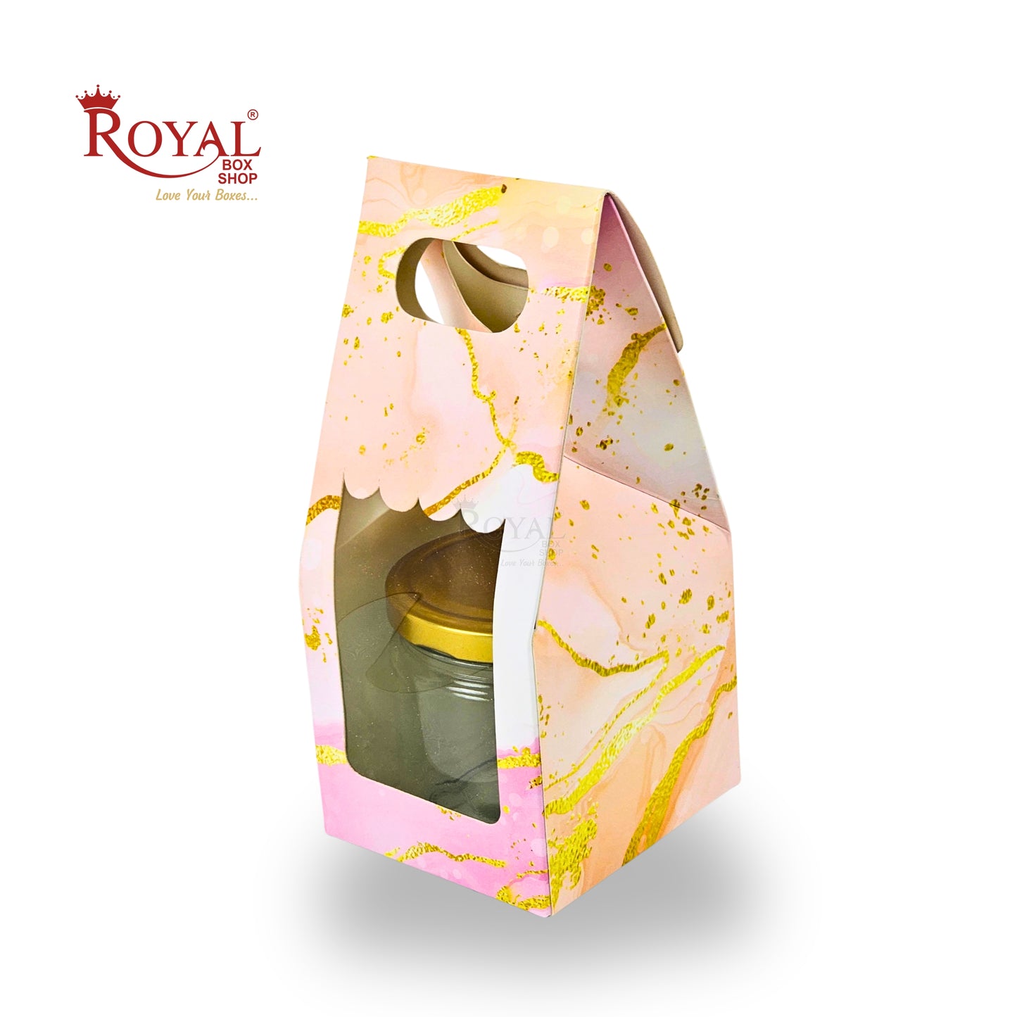 1 Mason Jar Paper Carry Bags | 3.5x3.5x8 inches | Pink Marble Print
