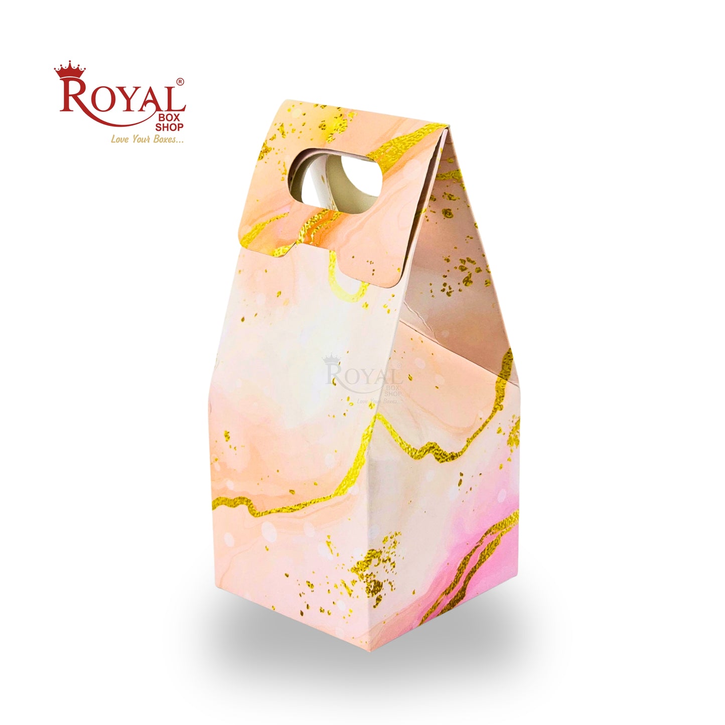 1 Mason Jar Paper Carry Bags | 3.5x3.5x8 inches | Pink Marble Print