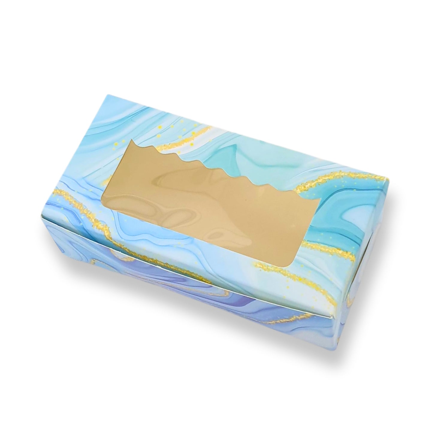 2pc Brownie Window Box | 6x3x1.75 inches | Blue Marble Print