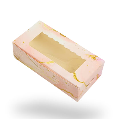 2pc Brownie Window Box | 6x3x1.75 inches | Pink Marble Print