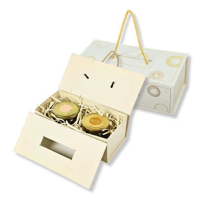 Premium 2 Jar Rigid Hamper Box I RBK-161 I Cream