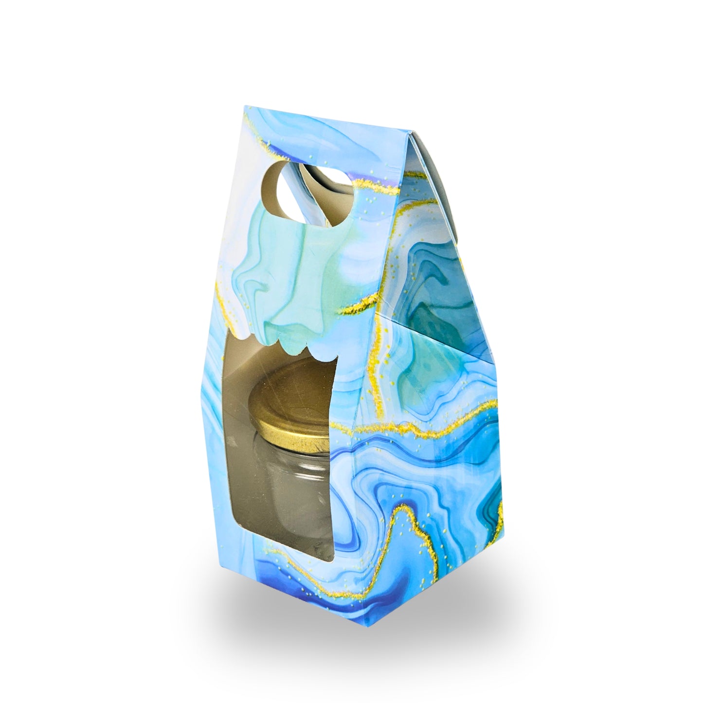 1 Mason Jar Paper Carry Bags | 3.5x3.5x8 inches | Blue Marble Print
