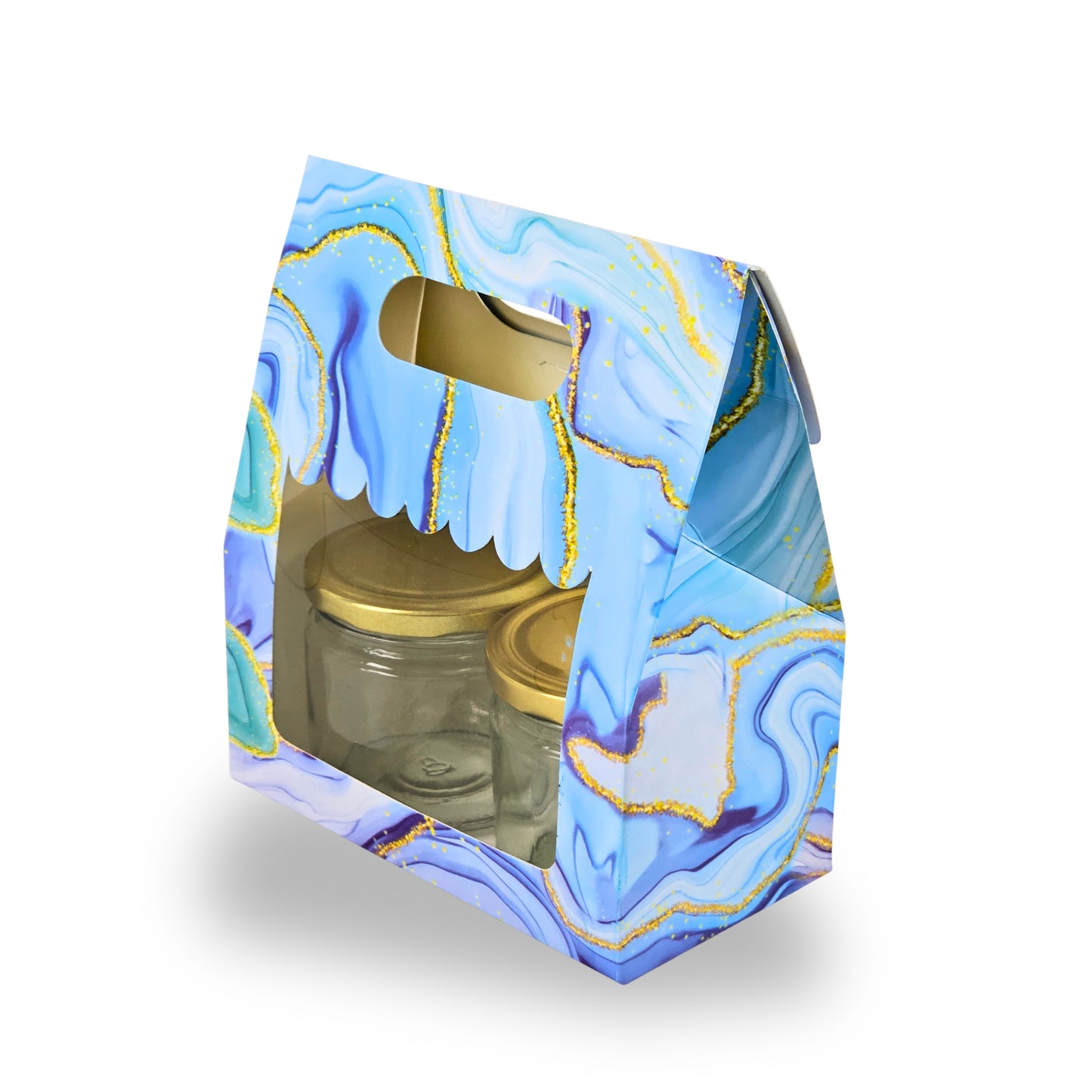 2 Mason Jar Paper Carry Bags | 7x3.75x8 inches | Blue Marble Print