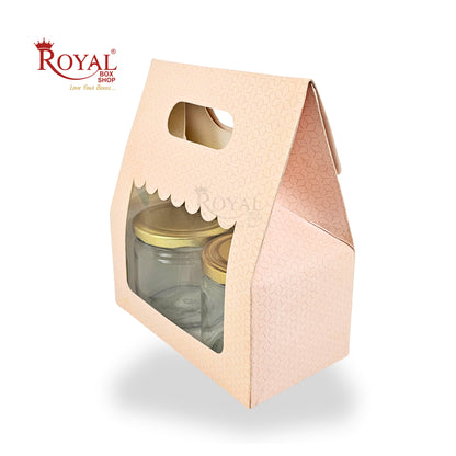 2 Mason Jar Paper Carry Bags I 7x3.75x8" inches I Peach I Party Gifts, Macarons Box, Muffin Box, Donut Box
