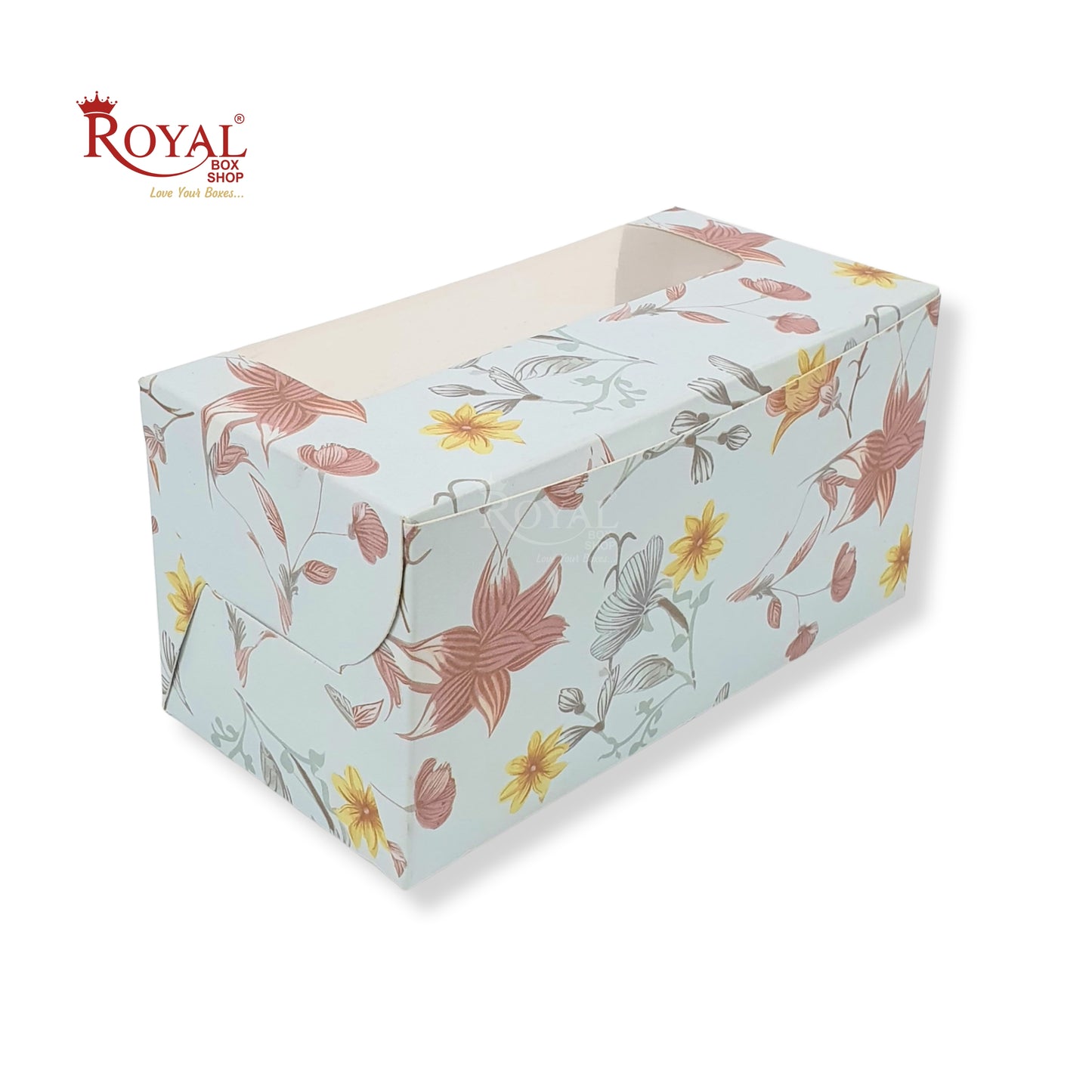 2pc Cupcake Box With Window I Size 7"x3.5"x3.5" I Blue Floral