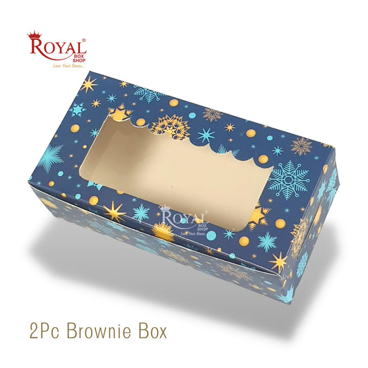 2pc Brownie Window Christmas Box I Blue Color I 6"x3"x1.75" inches I For Christmas, Return Favor Gifting Royal Box Shop